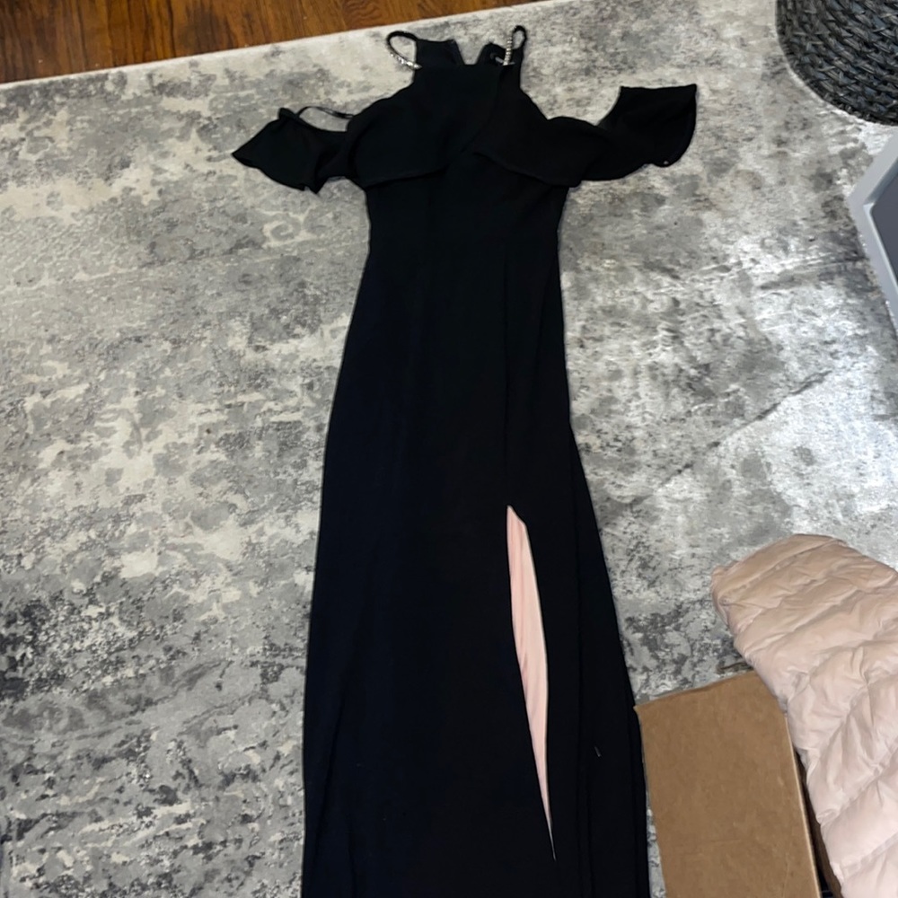 Long black dress with slit